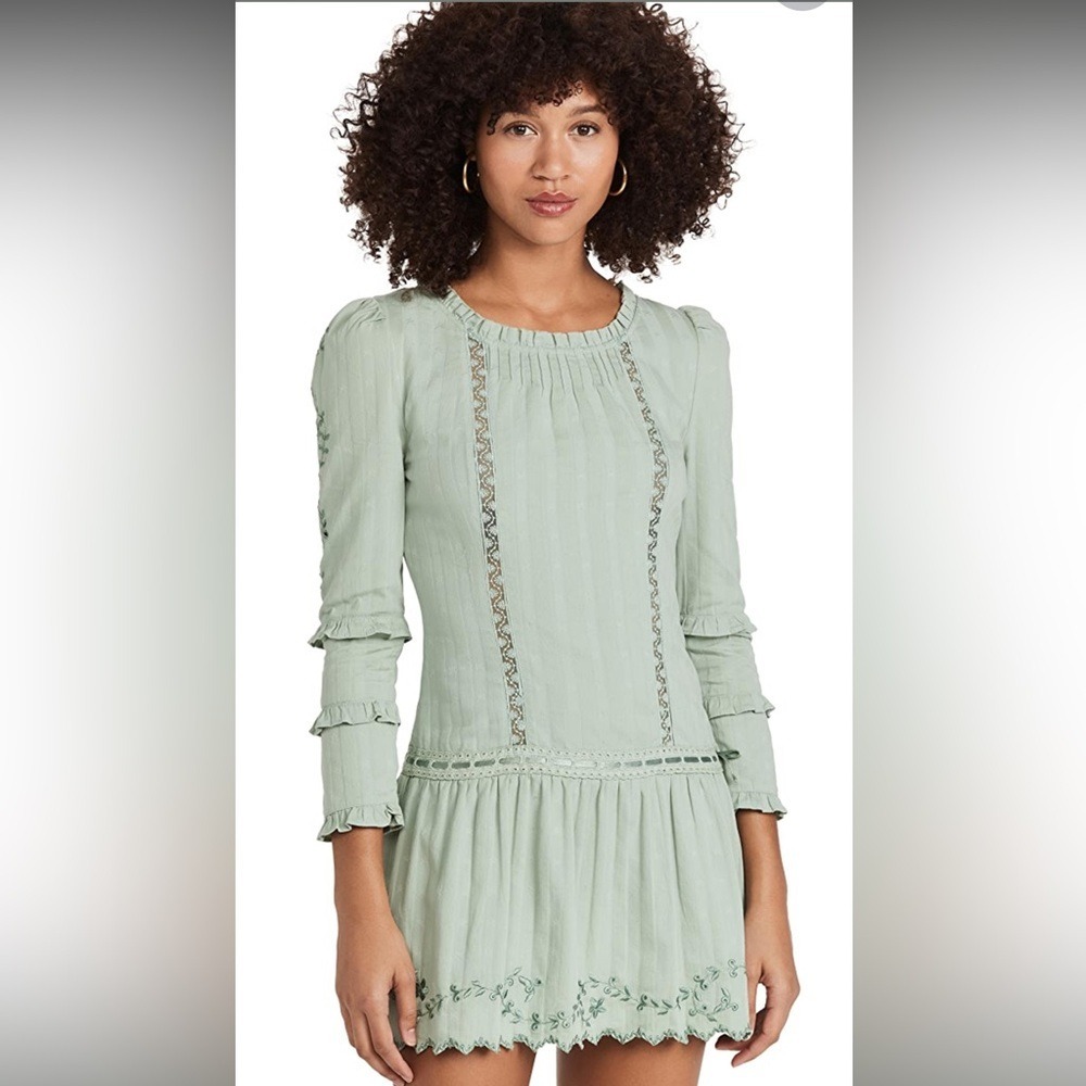 LOVESHACKFANCY CARNABY DRESS in Sage Green Sz‎ 8